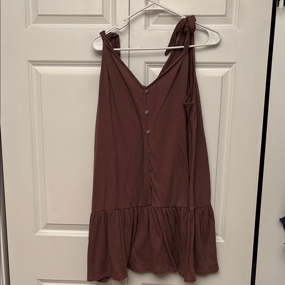 Brown Sleeveless Button-Down Dress